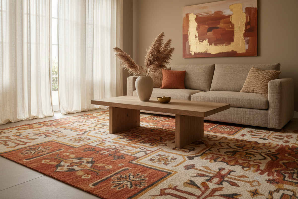 Luxury Rug in Warm Living Room